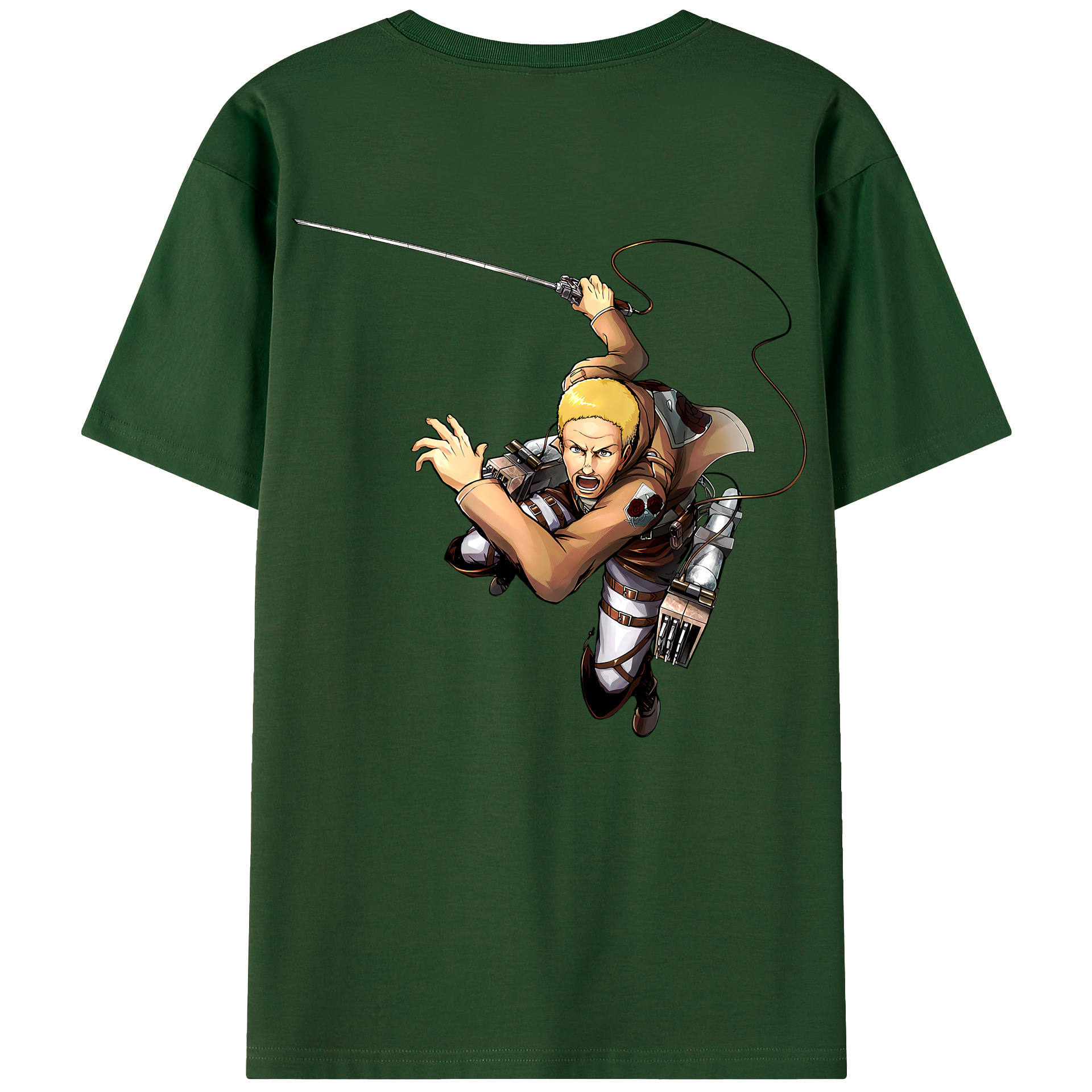 （画像用） 進撃の巨人 ハンネス Attack on Titan Hannes 綿100％半袖Tシャツ（背面プリント）